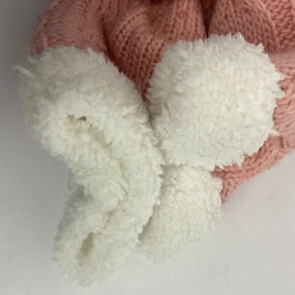 NEW‎ Nordstrom Girls Pink Cable Knit Fleece Lined Mittens Grip New Without Tags - Picture 4 of 8